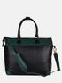 Leather Tote - Black & Green