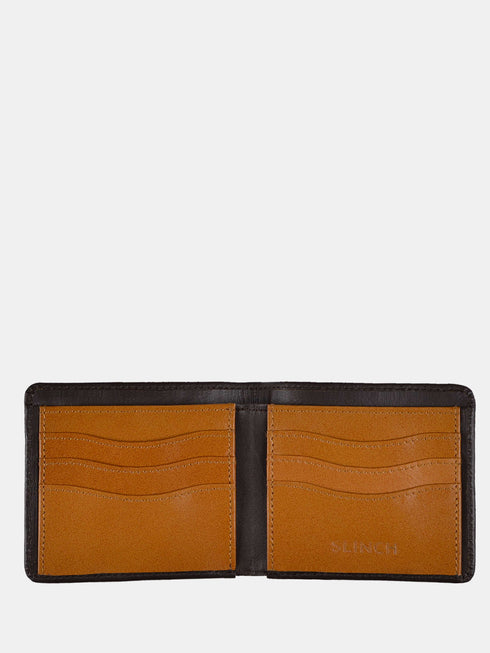 Leather Wallet - Dark Brown / Tan