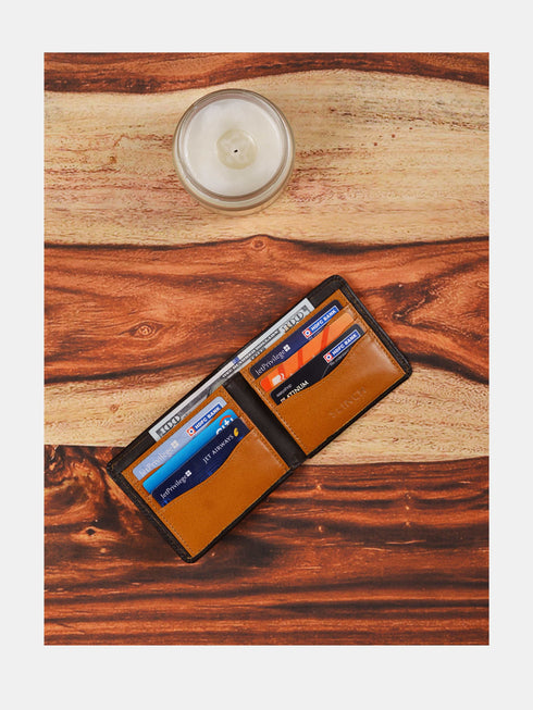 Leather Wallet - Dark Brown / Tan